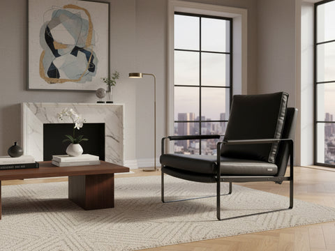 Luna Modern Leather Black Accent Chair