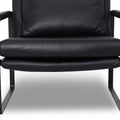 Luna Modern Leather Black Accent Chair with sleek design and premium semi-aniline leather upholstery mid feature shot.