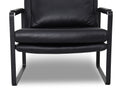 Luna Modern Leather Black Accent Chair with sleek design and premium semi-aniline leather upholstery mid feature shot.