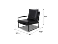 Luna Modern Leather Black Accent Chair with sleek design and premium semi-aniline leather upholstery dimensions.