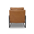 Luna Modern Leather Tan Accent Chair back angle with sleek design and premium semi-aniline leather upholstery.
