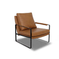 Luna Modern Leather Tan Accent Chair with sleek design and premium semi-aniline leather upholstery.