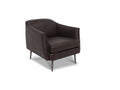 Lusso Vintage brown leather lounge chair with sleek silhouette and slender metal legs.