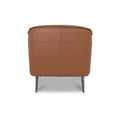 Back view of Lusso vintage Chestnut Brown leather accent chair showcasing its sleek design and rich leather texture.