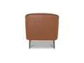 Back view of Lusso vintage Chestnut Brown leather accent chair showcasing its sleek design and rich leather texture.