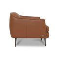 Lusso vintage Chestnut Brown leather accent chair side view showcasing elegant design and premium craftsmanship.