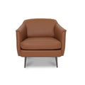 Lusso vintage Chestnut Brown leather accent chair showcasing its vintage charm and contemporary design.