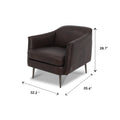 Lusso Vintage brown leather lounge chair with measurements 32.2" x 28.7" x 35.4" and metal legs.