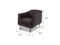 Lusso Vintage brown leather lounge chair with measurements 32.2" x 28.7" x 35.4" and metal legs.