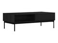 Sleek Marcello Black Rectangular Coffee Table with oak veneer finish and storage, elevated on iron legs, minimalist design.