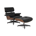 Meseo Black Leather Lounge Chair and Ottoman in modern design with ergonomic comfort.
