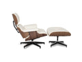 Meseo Cream Leather Lounge Chair and Ottoman featuring stylish design and soft cream leather upholstery.