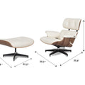 Meseo Cream Leather Lounge Chair and Ottoman with dimensions for style and comfort.