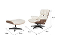 Meseo Cream Leather Lounge Chair and Ottoman with dimensions for style and comfort.