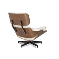 Meseo Cream Leather Lounge Chair and Ottoman view from the back showcasing the elegant design and materials