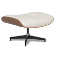 Meseo Cream Leather Lounge Chair and Ottoman with an elegant ottoman, showcasing mid-century modern design.