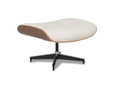 Meseo Cream Leather Lounge Chair and Ottoman with an elegant ottoman, showcasing mid-century modern design.