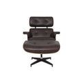 Meseo Dark Chocolate Leather Lounge Chair and Ottoman with mid-century modern design and luxurious semi-aniline leather upholstery.
