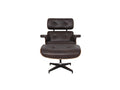 Meseo Dark Chocolate Leather Lounge Chair and Ottoman with mid-century modern design and luxurious semi-aniline leather upholstery.