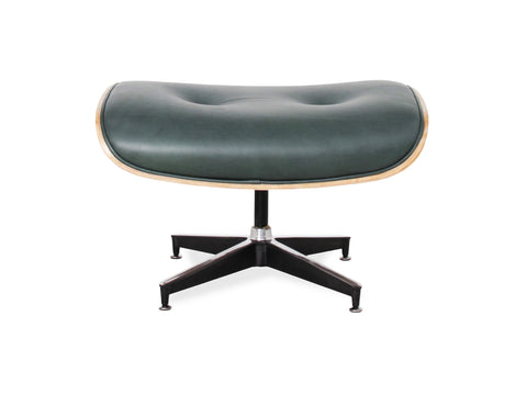 Meseo Royal Green Leather Lounge Chair and Ottoman Ottoman with sleek design and comfortable cushion.