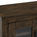 Close-up of Mira Rustic TV Stand in dark wood, showcasing rich Oak finish and natural grain for a timeless, rustic look.
