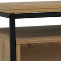 Close-up of Moda industrial Style Coffee Table with wood-look finish and black metal frame
