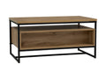 Moda industrial Style Coffee Table with wood-look surface and black metal frame, featuring an open shelf and spacious drawers.