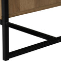 Close-up of Moda industrial Style Coffee Table showing wood-look board and black metal frame detail.