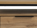 Close-up of Moda industrial Style Coffee Table with wood-look laminated board and black metal frame, highlighting the sleek design.