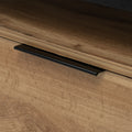 Close-up of drawer handle on Moda industrial Style Coffee Table showcasing wood-look laminated board texture.