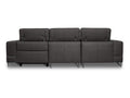 Modena Grey Leather Motorized Sectional Sofa showcasing a sleek and modern design with adjustable headrests.