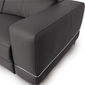 Modena Grey Leather Motorized Sectional Sofa close-up of the armrest and sleek design features.