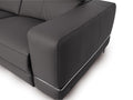 Modena Grey Leather Motorized Sectional Sofa close-up of the armrest and sleek design features.
