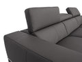 Modena Grey Leather Motorized Sectional Sofa close-up of adjustable headrests and smooth leather upholstery