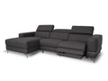 Modena Grey Motorized L Shape Sectional Leather Sofa - Left Chaise showcasing sleek design and ergonomic comfort.