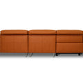 Modena Mahogany Brown Leather Motorized Sectional Sofa - Left Chaise in sleek brown leather from the back view.