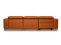 Modena Mahogany Brown Leather Motorized Sectional Sofa - Left Chaise in sleek brown leather from the back view.