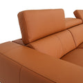 Modena Mahogany Brown Leather Motorized Sectional Sofa showing side view and adjustable headrests.