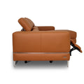 Modena Mahogany Brown Leather Motorized Sectional Sofa - Left Chaise with adjustable headrests and sleek design.