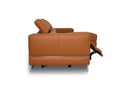 Modena Mahogany Brown Leather Motorized Sectional Sofa - Left Chaise with adjustable headrests and sleek design.
