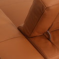 Close-up view of Modena Mahogany Brown Leather Motorized Sectional Sofa showing luxurious leather and recliner detail.