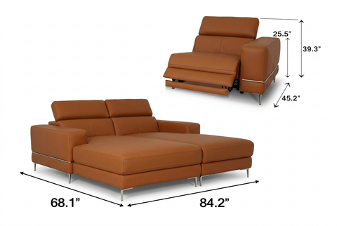 Modena Mahogany Brown Leather Double Chaise Lounger