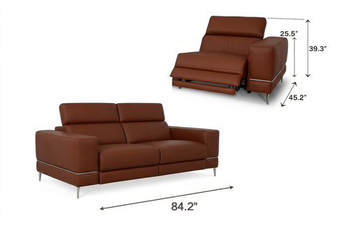 Modena Mahogany Brown Leather Motorized Loveseat Recliner