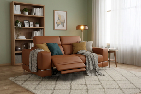 Modena Mahogany Brown Leather Motorized Loveseat Recliner