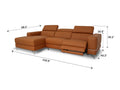 Modena Mahogany Brown Leather Motorized Sectional Sofa dimensions and sleek design image.