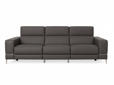 Modena Grey Leather Dual Recliner 3 Seater Sofa in modern design with ergonomic support and premium materials.