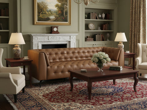 Canapé 3 places en cuir marron Nova Tan