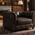Stanhope Dark Chocolate 1 Seater Chesterfield in luxury study setting