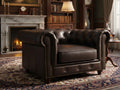 Stanhope Dark Chocolate 1 Seater Chesterfield in luxury study setting