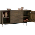 Nero Mid-Century Fluted Door Sideboard with Brass Handles featuring elegant storage and chic design for dining room or living room.